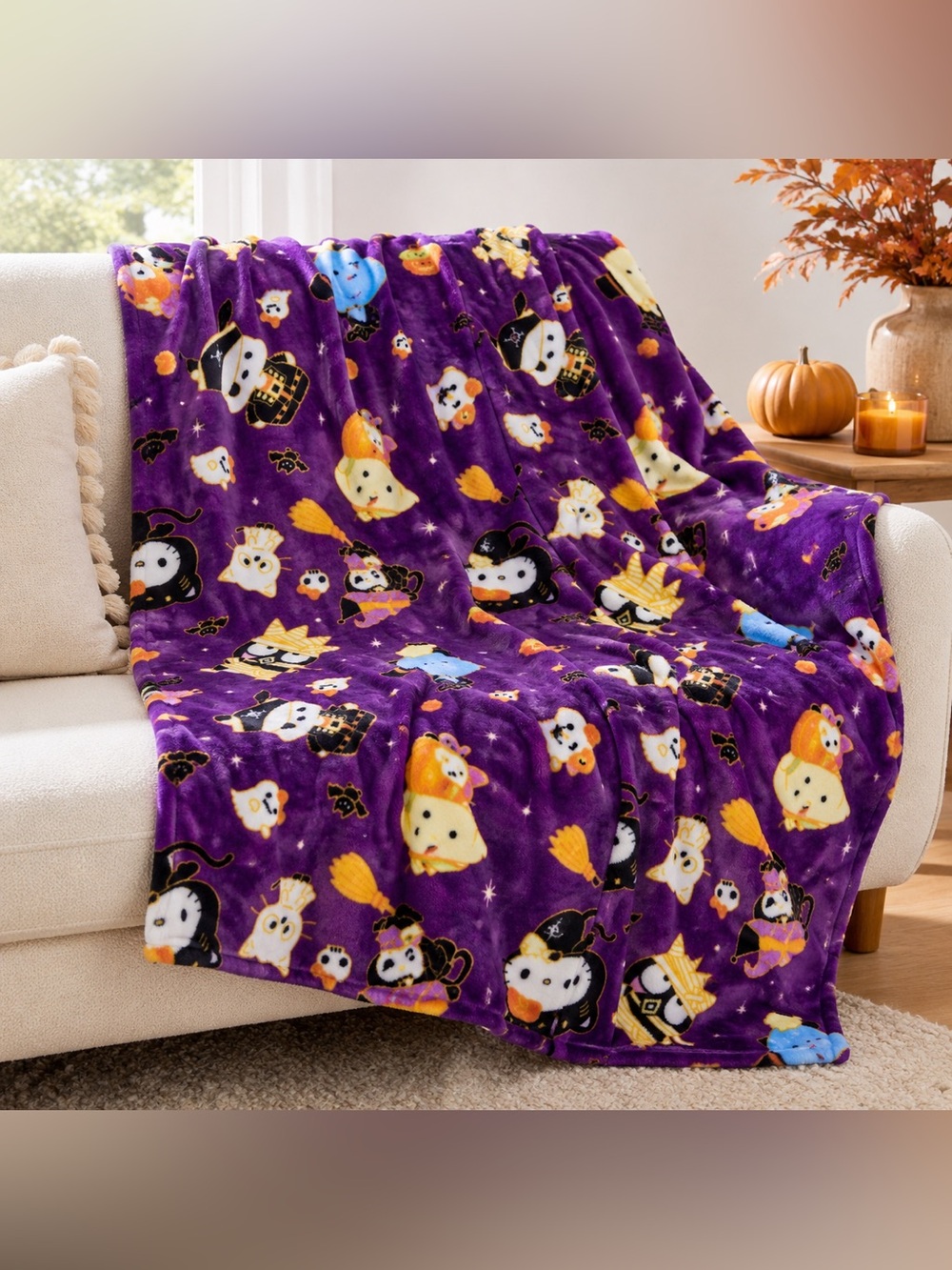 NWT Hello Kitty & Friends Halloween Silk Touch Throw Blanket 50x70 Purple